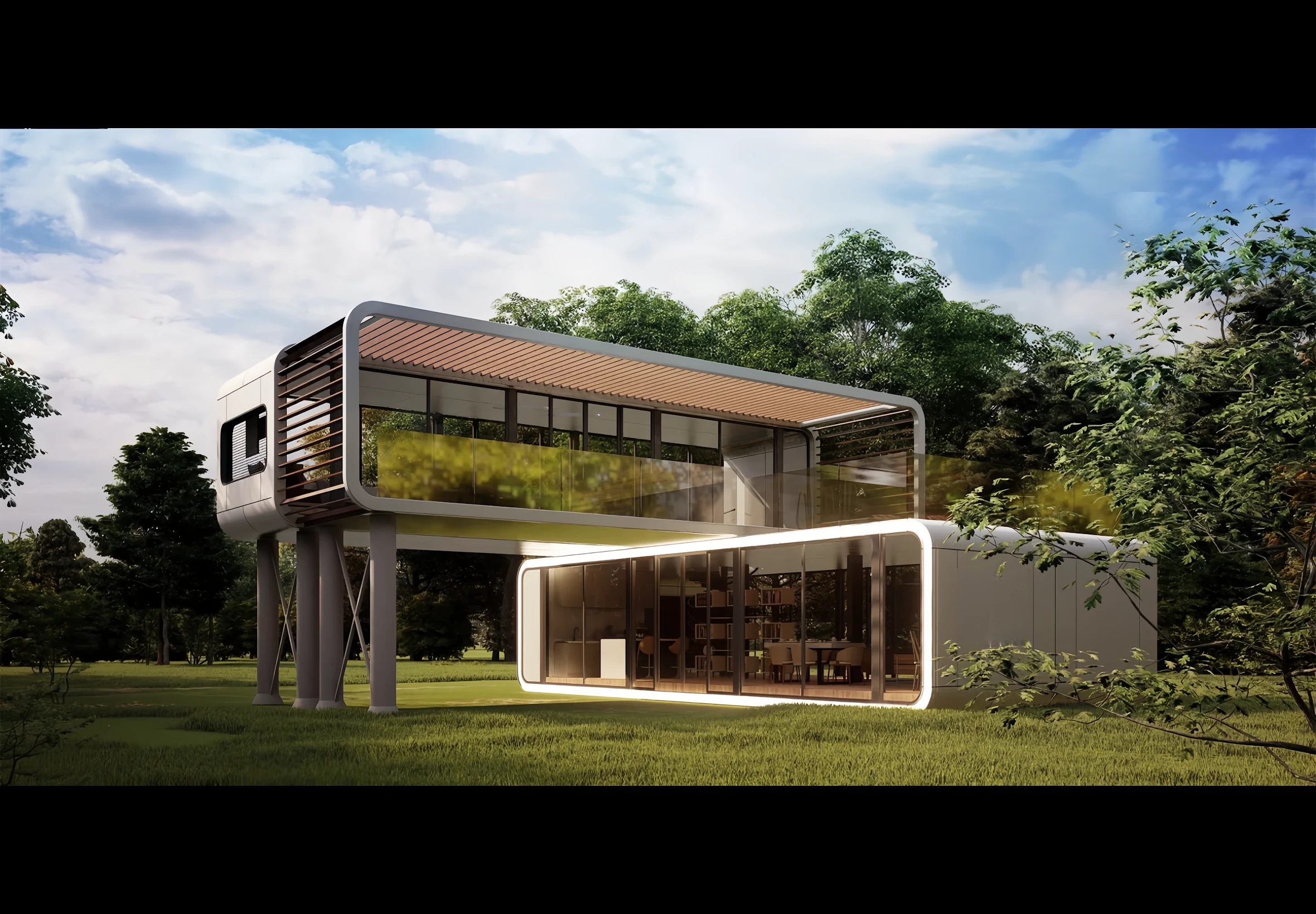 Detalle arquitectónico de una cápsula EKOCAPS